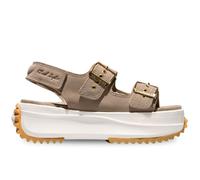 Sandali in pelle tacco con zeppa Beige 40