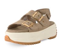 Sandali in pelle tacco con zeppa Beige 39