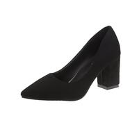 Scarpe corte da donna UK a punta con tacco a blocco grosso, classiche in pelle scamosciata, senza lacci, per ufficio, sera, feste, ospiti, Nero , 38.5 EU