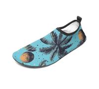 Scarpe da acqua blu verdi con stampa di limoni per donne e uomini a piedi nudi calzini acquatici slip-on per spiaggia nuoto surf yoga esercizio, Cocoanut Ttree9 Azzurro, XX-Large