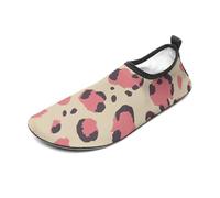 Scarpe da acqua blu verdi con stampa di limoni per donne e uomini a piedi nudi calzini acquatici slip-on per spiaggia nuoto surf yoga esercizio, Leopardo rosa 11, XX-Large
