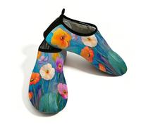 Scarpe da acqua colorate con papavero floreale per donne e uomini, ad asciugatura rapida, scarpe da nuoto a piedi nudi calzini per spiaggia, Multi, 40/40.5 EU