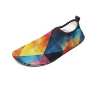 Scarpe da acqua colorate con stampa poligonale per donne e uomini a piedi nudi calzini acquatici slip-on per spiaggia nuoto surf yoga esercizio, Colorato 3D 3, Medium