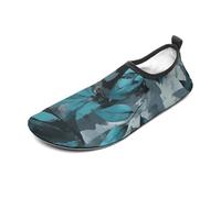 Scarpe da acqua colorate con stampa poligonale per donne e uomini a piedi nudi calzini acquatici slip-on per spiaggia nuoto surf yoga esercizio, Grigio Verde Ombra 12, Small