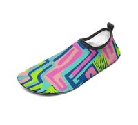 Scarpe da acqua colorate con stampa poligonale per donne e uomini a piedi nudi calzini da acqua slip-on per spiaggia nuoto surf esercizio, Colorato Rosa Verde 15, 43/44 EU