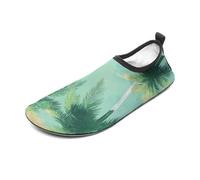 Scarpe da acqua colorate rosa verde con stampa per donne uomini a piedi nudi Aqua calzini slip-on per spiaggia nuoto surf yoga esercizio, Alberi Verdi 6, XX-Large