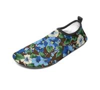 Scarpe da acqua colorate rosa verde con stampa per donne uomini a piedi nudi Aqua calzini slip-on per spiaggia nuoto surf yoga esercizio, Fiori verdi 5, XX-Large