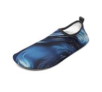 Scarpe da acqua colorate rosa verde con stampa per donne uomini a piedi nudi Aqua calzini slip-on per spiaggia nuoto surf yoga esercizio, Striscia 9, Medium