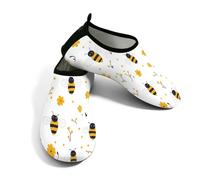 Scarpe da acqua da donna, da uomo, con piccolo fiore giallo e ape, scarpe da spiaggia a piedi nudi, calzini da nuoto ad asciugatura rapida, Piccola ape fiore giallo, 36/37 EU
