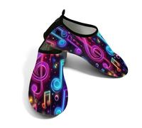 Scarpe da acqua da donna, da uomo, fluorescenti, colorate, con note musicali, scarpe da spiaggia a piedi nudi, calzini da nuoto ad asciugatura rapida, Note musicali colorate fluorescenti, 37.5/38.5 EU