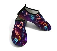 Scarpe da acqua da donna e da uomo colorate e abbaglianti note musicali scarpe da spiaggia a piedi nudi calzini da nuoto ad asciugatura rapida, Note musicali colorate e abbaglianti, 36/37 EU