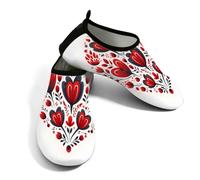 Scarpe da acqua da donna e uomo, con fiore rosso, cuore e cuore, scarpe da spiaggia a piedi nudi, calzini ad asciugatura rapida, Cuore Amore Fiore Rosso, 37.5/38.5 EU