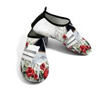 Scarpe da acqua da donna e uomo, con note di pianoforte, scarpe da spiaggia a piedi nudi, calzini ad asciugatura rapida, Rosa bianca con note di pianoforte, 37.5/38.5 EU