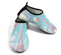 Scarpe da acqua da donna e uomo, da sogno, con mongolfiera, Torre Eiffel, scarpe da spiaggia, a piedi nudi, calzini da nuoto ad asciugatura rapida, Torre Eiffel in mongolfiera da sogno, 42/42.5 EU