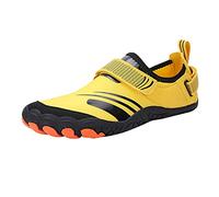 Scarpe da acqua da uomo regolabili, vestibilità larga, scarpe estive da acqua, scarpe da spiaggia leggere e resistenti, per nuoto, surf, yoga, passeggiate, immersioni, nuoto, spiaggia, Giallo, 44 EU