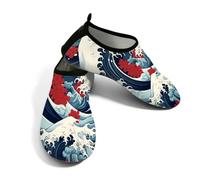 Scarpe da acqua in stile retrò giapponese, onde oceaniche, per donne e uomini, ad asciugatura rapida, con suola antiscivolo in TPR, leggere, per piscina, surf, kayak, pesca, Onda oceanica in stile
