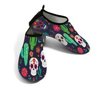 Scarpe da acqua messicane con teschi di zucchero e fiori di cactus, per donne e uomini, ad asciugatura rapida, con suola antiscivolo in TPR, leggere, per piscina, surf, kayak, pesca, Fiori di cactus