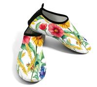 Scarpe da acqua per donne e uomini, ad asciugatura rapida, con suola in TPR antiscivolo, leggere, a piedi nudi, per piscina, surf, kayak, pesca, Girasoli Papaveri Fiordalisi, 37/38 EU