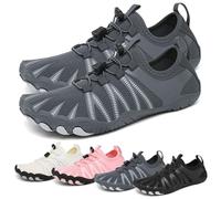 Scarpe da acqua per uomo e donna, ad asciugatura rapida, antiscivolo, traspiranti, con punta larga, per spiaggia, nuoto, passeggiate, fitness, palestra, sport all'aria aperta, Grigio, 50 EU