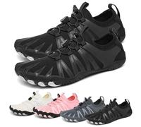 Scarpe da acqua per uomo e donna, ad asciugatura rapida, antiscivolo, traspiranti, con punta larga, per spiaggia, nuoto, passeggiate, fitness, palestra, sport all'aria aperta, Nero , 50 EU