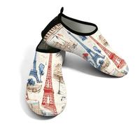 Scarpe da acqua vintage con Torre Eiffel di Parigi, per donne e uomini, ad asciugatura rapida, con suola antiscivolo in TPR, leggere, per piscina, surf, kayak, pesca, Parigi vintage Torre Eiffel, 42.5