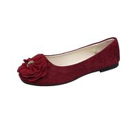 Scarpe da ballerina, da donna, con punta rotonda, per attività all'aperto, a piedi nudi, con fiori, eleganti scarpe estive in pelle scamosciata, scarpe basse da donna, grandi dimensioni, scarpe da