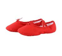 Scarpe da balletto da bambina, comode, morbide, durevoli, leggere, da balletto, da infilare, suola in pelle divisa per bambini, Rosso 1, 33 EU