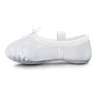 Scarpe da Balletto per Bambina Con Brillantini, in Pelle, Suola Piena per Danza e Ginnastica, Bianco, 30 EU