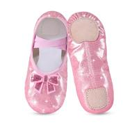 Scarpe da Balletto per Ragazze, Bambini e Bambini, con Design Glitterato con Un Simpatico Arco Diviso, Balletto, Balletto, spettacoli sul palcoscenico, Ginnastica, Rosa, 24 EU