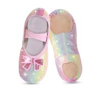 Scarpe da Balletto per Ragazze, Bambini e Bambini, con Design Glitterato con Un Simpatico Arco Diviso, Balletto, Balletto, spettacoli sul palcoscenico, Ginnastica, Arcobaleno, 23 EU