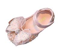 Scarpe da ballo alla moda per ragazze con perline paillettes per esibizioni eleganti in stagione estiva comode prestazioni principessa fiocco effetto luce, Colore: rosa., 28.5 EU