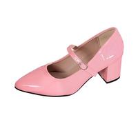 Scarpe da ballo chiuse da donna, per performance e feste, in morbida pelle con punta rotonda, per lavoro, feste e matrimoni, eventi formali, versatili, con un tocco casual, con chiusura, rosso, 38 EU
