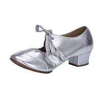 Scarpe da ballo da donna a media altezza per ballo di fine anno, feste, eleganti, argento, 38 EU