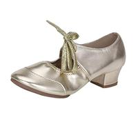 Scarpe da ballo da donna a media altezza per ballo di fine anno, feste, eleganti, gold, 42 EU