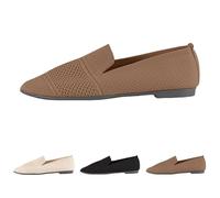 Scarpe da ballo da donna a punta, in maglia, con zeppa bassa, comode, da donna, classiche e morbide, per lavoro, guida casual e matrimoni, Marrone, 37.5 EU