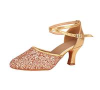 Scarpe da ballo da donna chiuse - décolleté da donna con cinghia, con fibbia con tacchi alti in latino, con cinturino alla caviglia, eleganti scarpe da sera, perfette per matrimoni e feste, D01 Rosa