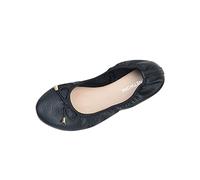 Scarpe da ballo da donna, comode, da ballerina, con punta rotonda, da ginnastica, slip, con fiocco, eleganti, comode, antiscivolo, per costume tradizionale, Nero , 39 EU