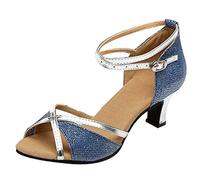 Scarpe da ballo da donna con tacchi alti, sexy décolleté latine, salsa rumba, scarpe da danza con brillantini, comode ed estive, con tacco a blocco, scarpe da personaggio, sandali peep toe estive,