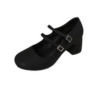 Scarpe da ballo da donna con tacco alto, eleganti | Scarpe con tacco a blocco, stile vintage, chiusi, con punta rotonda, con doppio cinturino, per attività all'aperto
