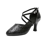 Scarpe da ballo da donna, eleganti, scarpe da sposa, scarpe da sposa chiuse, scarpe da cerimonia nuziale con tacco, tacco a blocco, comode scarpe da ballo, 04 nero., 35 EU