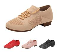 Scarpe da ballo da donna in rete, scarpe da jazz, chiuse, chunge, balerine, scarpe da allenamento, comode, per il tempo libero, leggere, traspiranti, con lacci, scarpe da donna, latino, tango, yoga