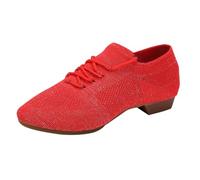 Scarpe da ballo da donna latina, comode, moderne da danza jazz, con lacci, chiuse, bachata tango, traspiranti, leggere, per il tempo libero, Colore: rosso, 39 EU