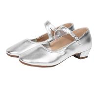 Scarpe da ballo da donna latina, con tacco in pizzo, eleganti scarpe da sera, comode, per il tempo libero, scarpe da lavoro, scarpe da lavoro, alla moda, traspiranti, argento, 41 EU