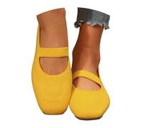 Scarpe da ballo da donna piatte a maglia, slipon, per attività all'aria aperta, per il tempo libero, per lo sport, per il tempo libero, traspiranti, per attività all'aria aperta, giallo., 37.5 EU