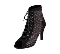 Scarpe da ballo da donna, traspiranti, con tacco a spillo, eleganti, per il tempo libero, in rete, con lacci