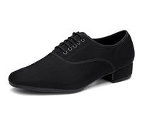 Scarpe da Ballo da Sala da Uomo, Scarpe da Ballo con Tacco da 2,5 cm, Scarpe da Ballo per Esercizi Latini,Nero,38