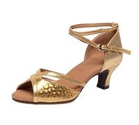 Scarpe da Ballo Donna Argento Latino Eleganti Punta Aperta Scarpe da Tango Argentino Valzer ChaCha Estivi Sandali con Tacco Standard Sala da Ballo Modern Jazz Bachata per Feste
