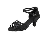 Scarpe da Ballo Donna for Sala Cha-Cha Tango Sandalo Latino Classico Suola in Morbida Pelle Scamosciata Tacco Medio per Donna(Black 5cm,42)
