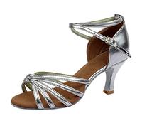 Scarpe da Ballo Donna Latino Americano Moda Argento Scarpe con Tacco con Strass Regolabili Sandali Comode Elegante Scarpe Salsa Donna Peep Toe Scarpette Modern Pole Dance Oro per Feste di Matrimonio