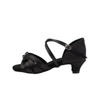 Scarpe da Ballo for Bambini, for Ragazze, Bambine, Donne, Sandali Latino-Americani, Sala, Moderne, Tango, for esercitarsi nella Salsa, con Tacco Basso(4.5cm Black,27 (18.5cm))